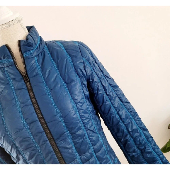 Cabi Poseidon Puffer 914 Teal Blue Zip Up Mock Neck Outdoor Jacket Coat XS - Picture 2 of 15